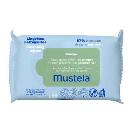 Mustela Bebe Nawilżane chusteczki oczyszczające Lyocell 20 szt.