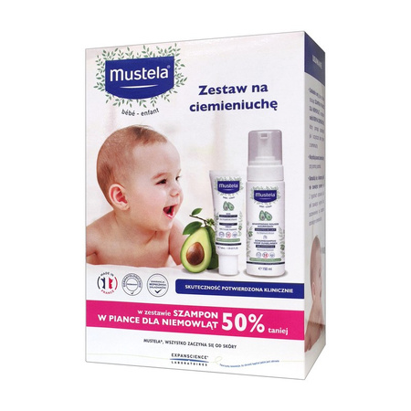 Mustela Zestaw na Ciemieniuchę Krem na ciemieniuchę 40 ml + Szampon w piance dla niemowląt 150 ml