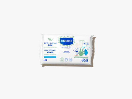 Mustela Bebe Chusteczki BIO z organicznej bawełny z wodą 60 sztuk