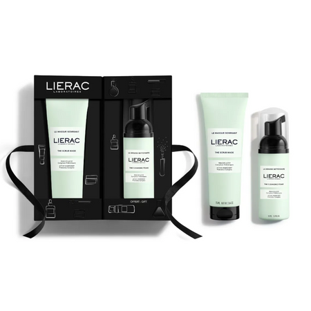 LIERAC ZESTAW DEMAKIJAŻ & OCZYSZCZANIE Maska peelingująca 75ml+Pianka oczyszczająca 50ml