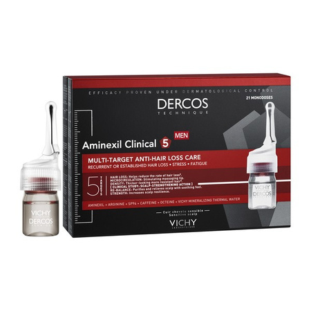 Vichy Dercos Aminexil Clinical 5 Kuracja przeciw wypadaniu włosów dla mężczyzn 6 ml 21 ampułek