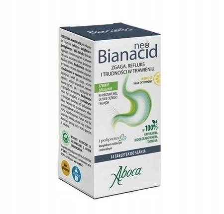 Aboca NeoBianacid Nadkwaśność i Refluks 14 tabletek do ssania o smaku cytrynowym