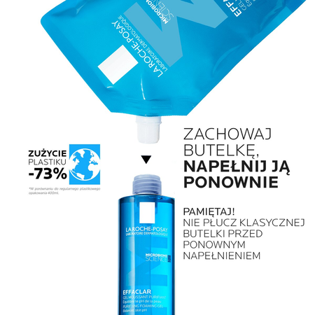 La Roche-Posay Effaclar Oczyszczający żel do skóry tłustej 400 ml Opakowanie uzupełniające