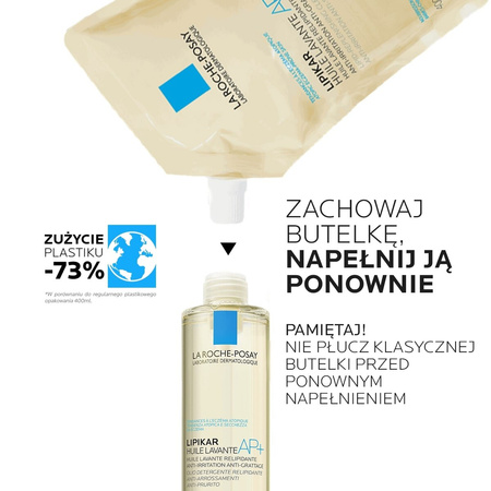 La Roche-Posay Lipikar Cleansing Oil AP+ Olejek myjący uzupełniający poziom lipidów 400ml Opakowanie uzupełniające