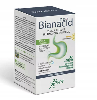 Aboca NeoBianacid Nadkwaśność i Refluks 45 tabletek do ssania o smaku cytrynowym