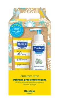 Mustela Summer Time Mleczko przeciwsłoneczne SPF 50+ 100 ml+Mleczko do ciała Hydra Bebe 300 ml Zestaw