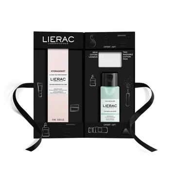 LIERAC Hydragenist Nawilżający krem pod oczy 15 ml+Woda micelarna 50 ml+Płatki do demakijażu Zestaw